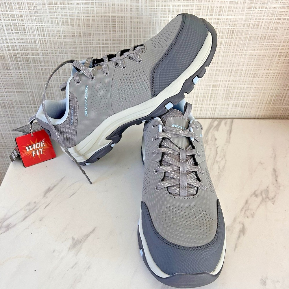 Women's Skechers Trego Carbon Nano Toe Work Shoes Size 7W 108166 Gray Aqua